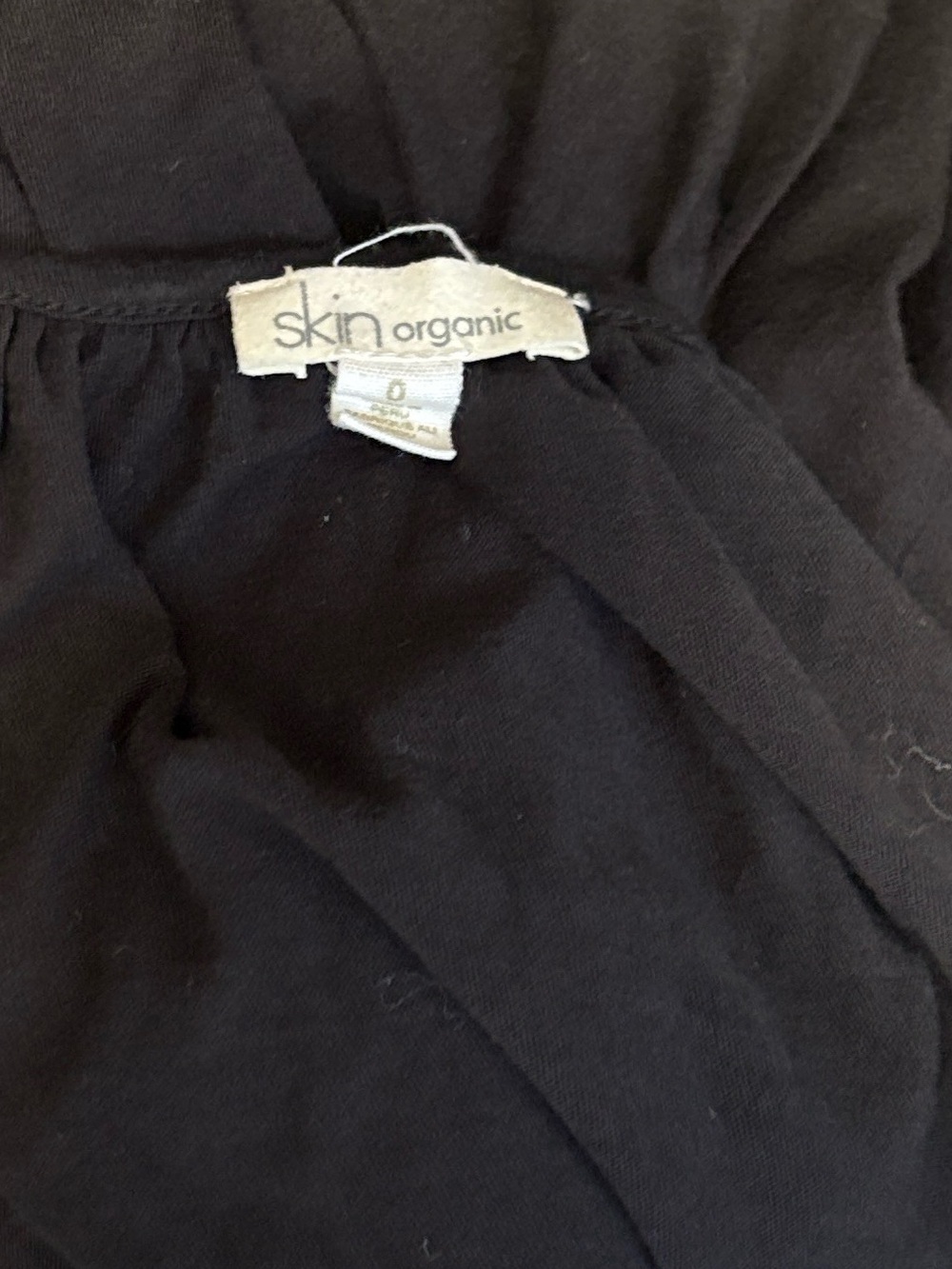 Skin Organic Pima Cotton Classic Black Long-Sleeve Mini Dress w Tie Detail - Picture 3 of 5